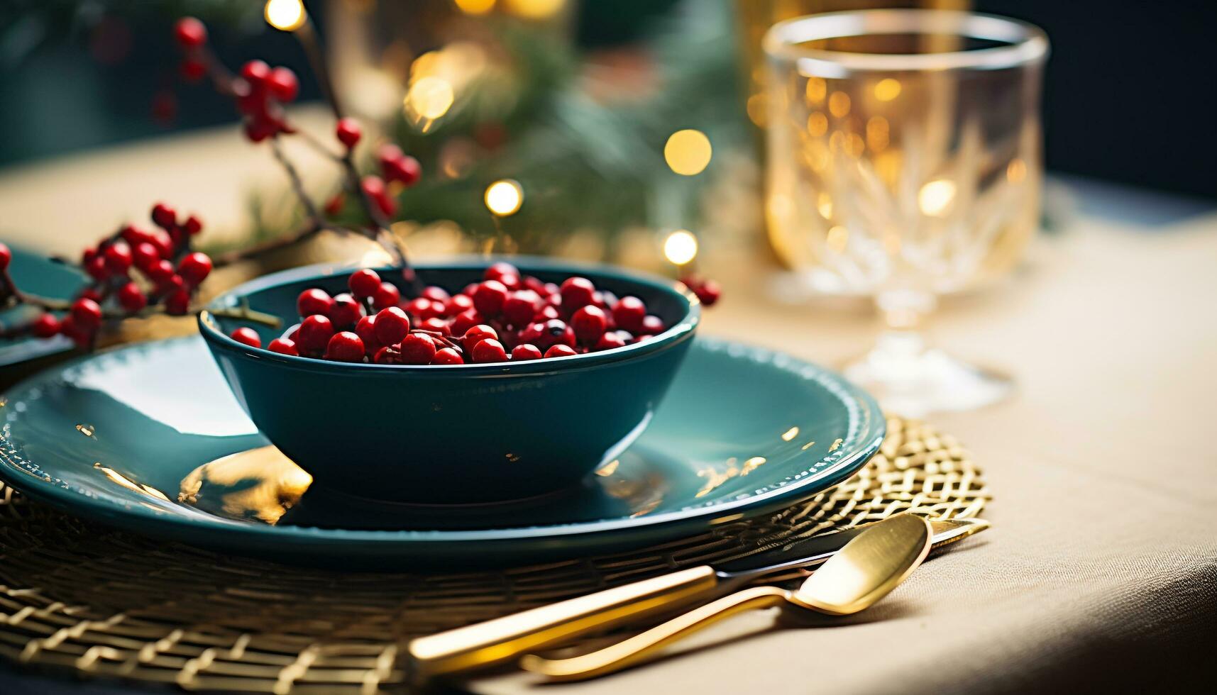AI generated Fresh cranberries on a wooden table, winter celebration generated by AI photo