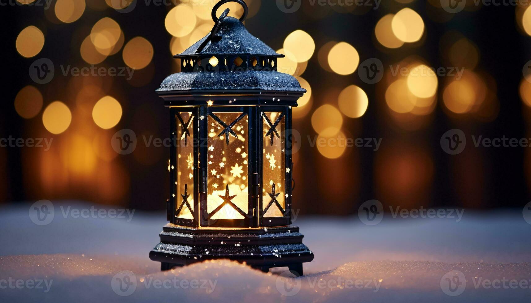 ai generado iluminado linternas aclarar el invierno noche celebracion generado por ai foto