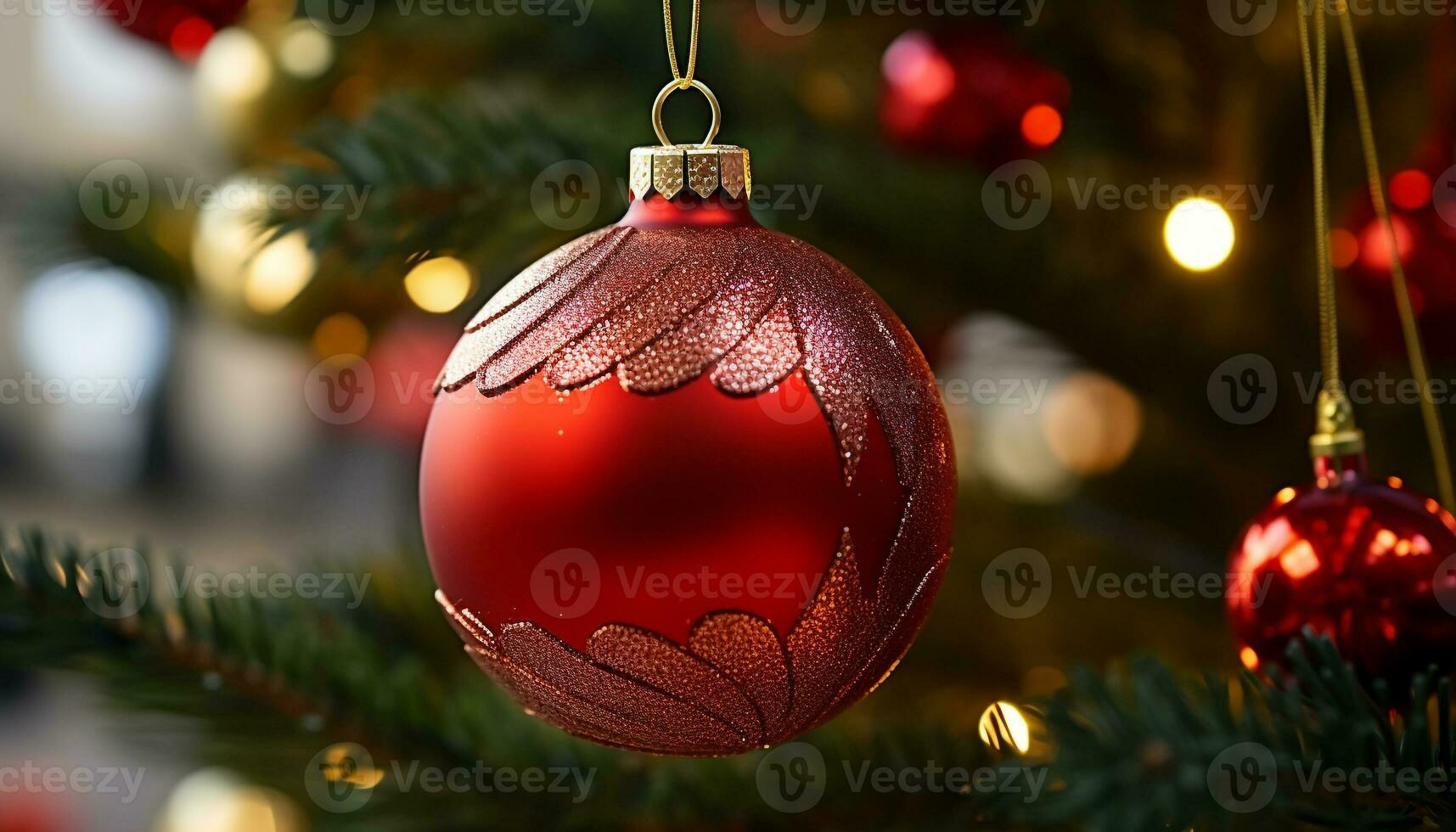 ai generado brillante Navidad árbol ornamento ilumina arriba el noche generado por ai foto