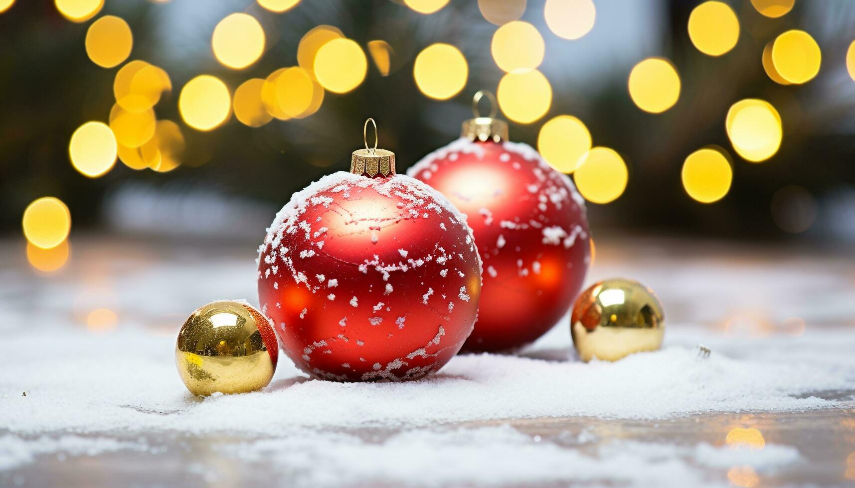 AI generated Shiny gold Christmas ornament glowing on dark background generated by AI photo