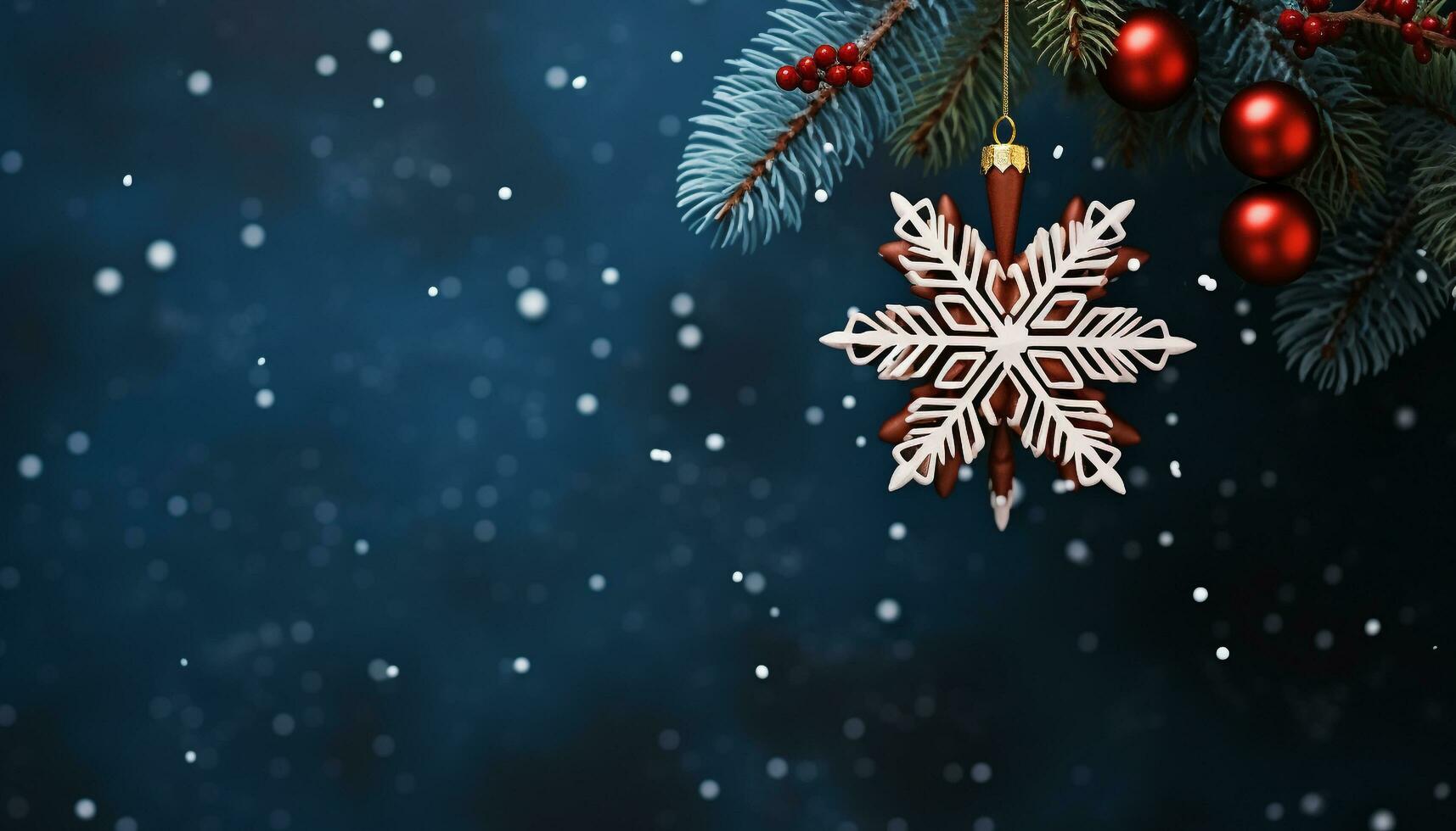 AI generated Winter snowflake decoration, celebration season abstract blue illustration generated by AI photo