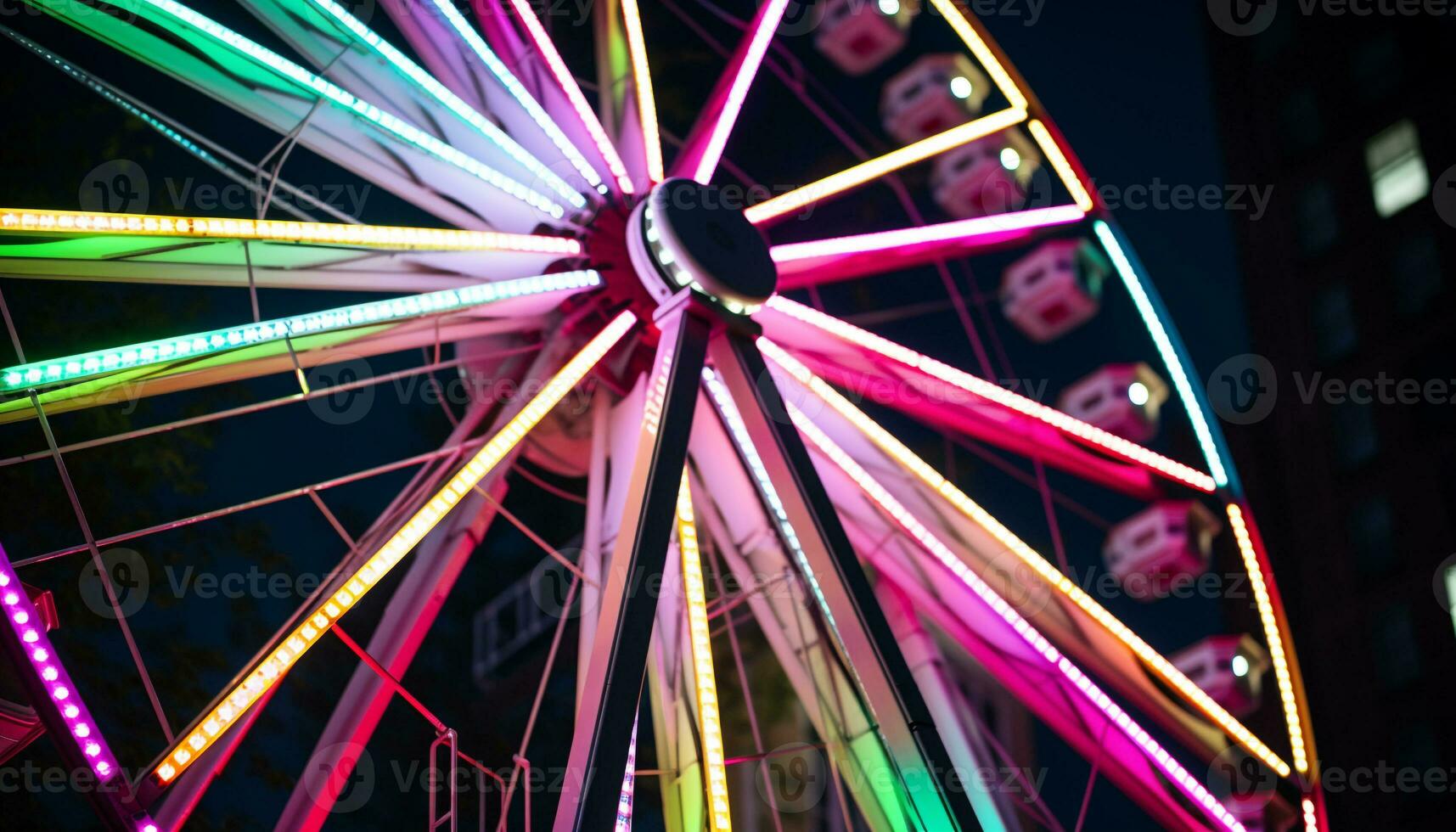 ai generado hilado rueda de vibrante colores trae Noche divertido generado por ai foto