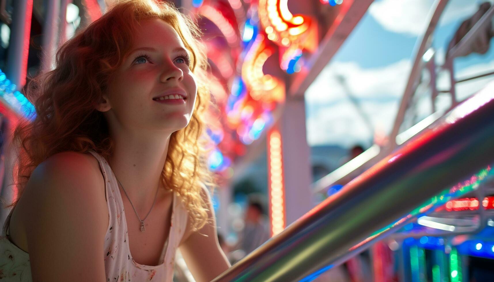 AI generated Smiling women enjoying fun, cheerful night outdoors generated by AI photo