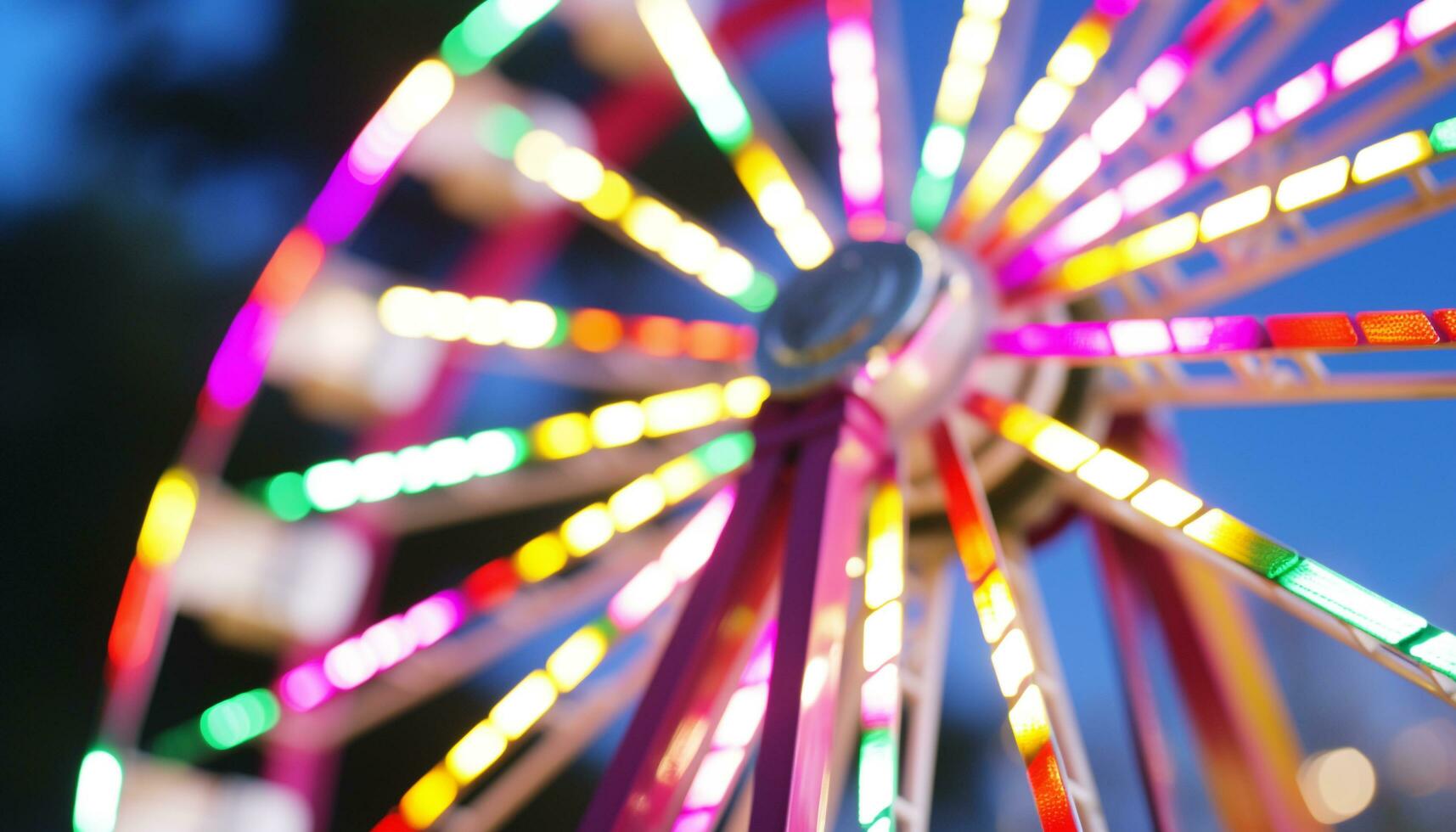 ai generado vibrante colores iluminar el noche a el carnaval generado por ai foto