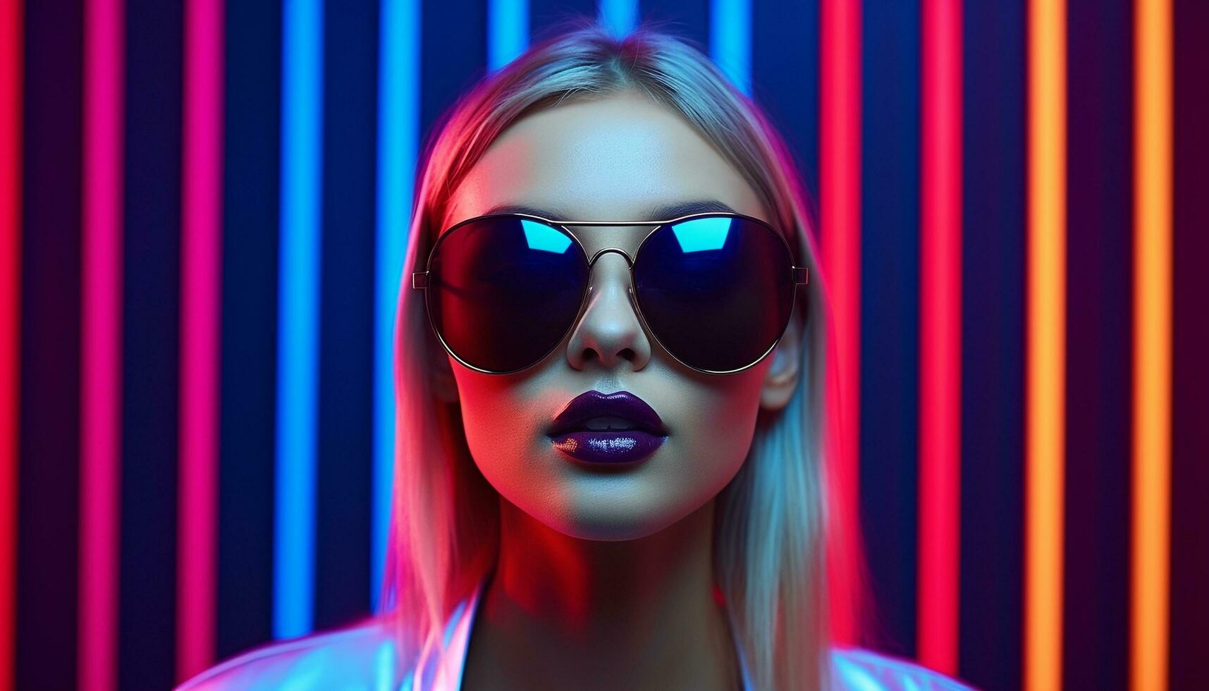 AI generated Fashionable woman with sunglasses exudes elegance and glamour generated by AI photo