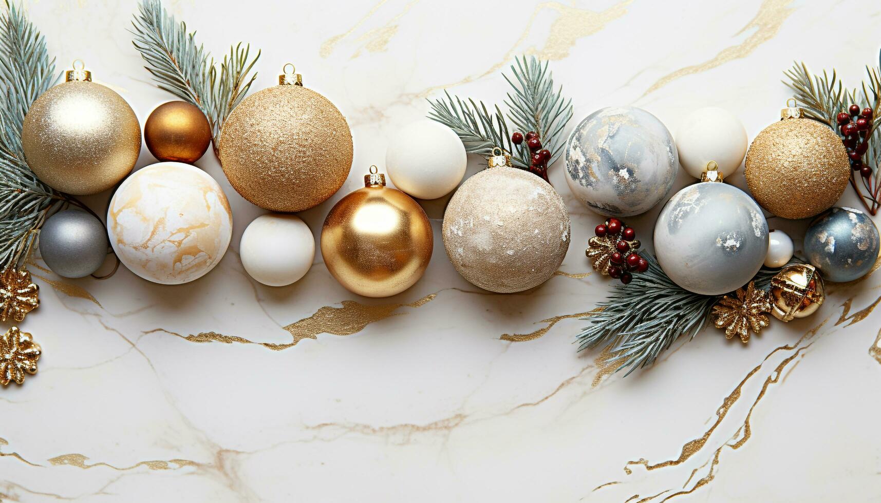 AI generated Christmas ornament hanging on a fir tree branch generated by AI photo