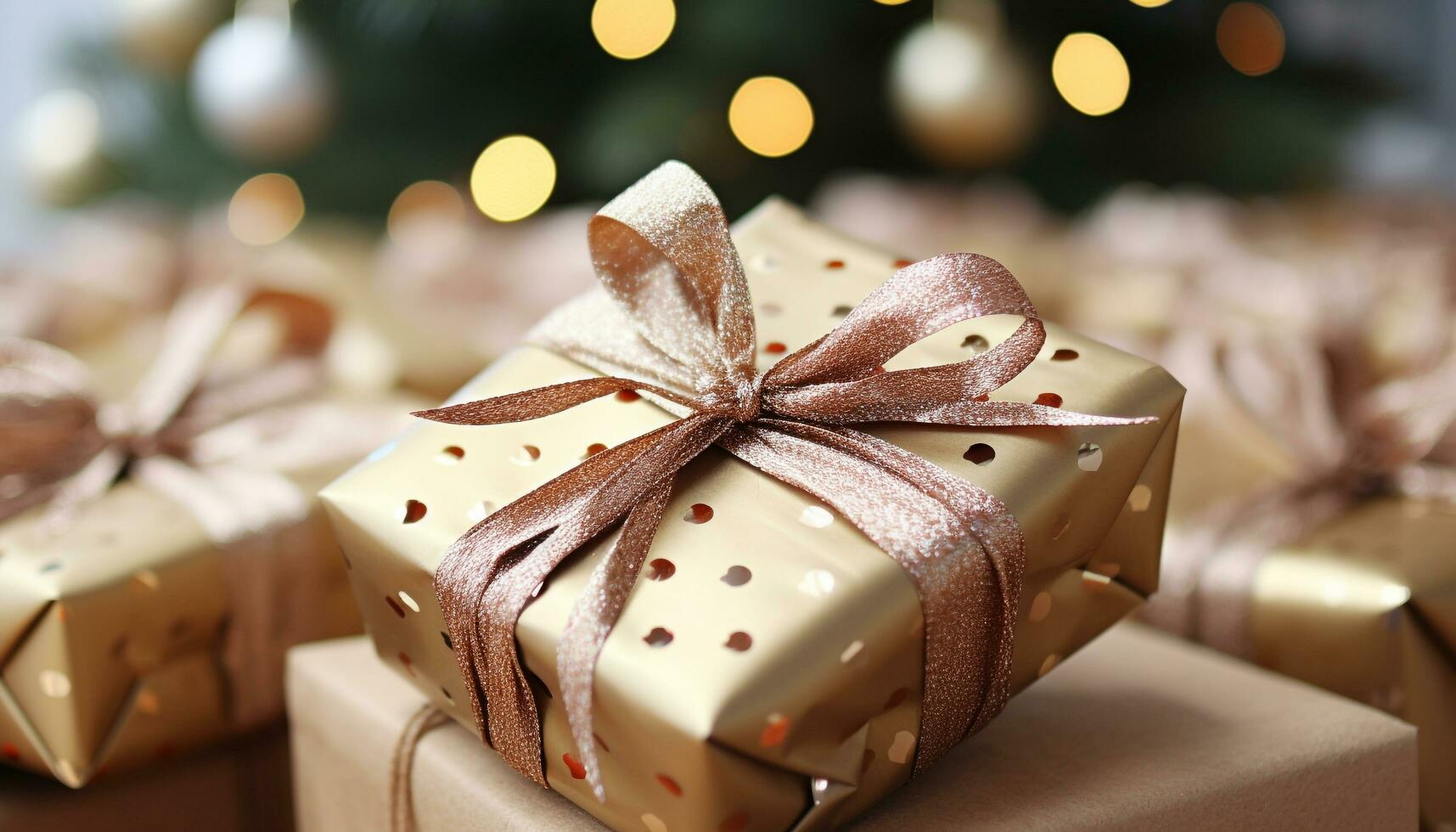 AI generated Joyful celebration with gift box and decorations generated by AI photo