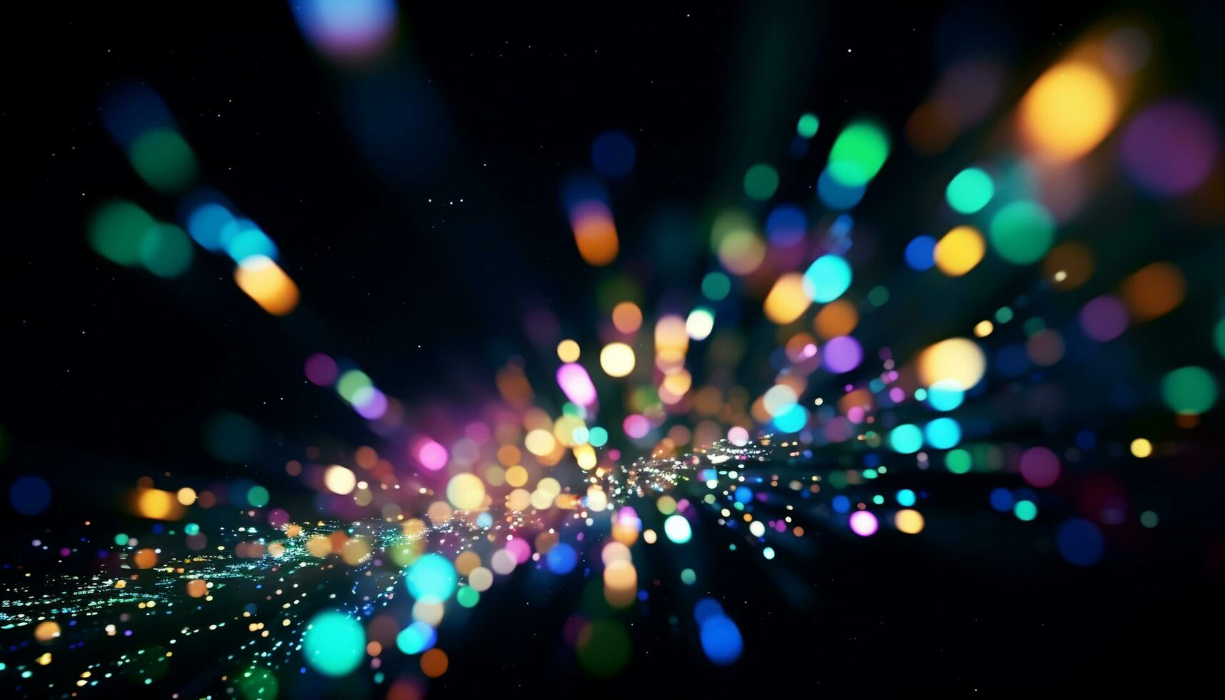 AI generated Glowing circles illuminate dark night with vibrant colors generated by AI photo