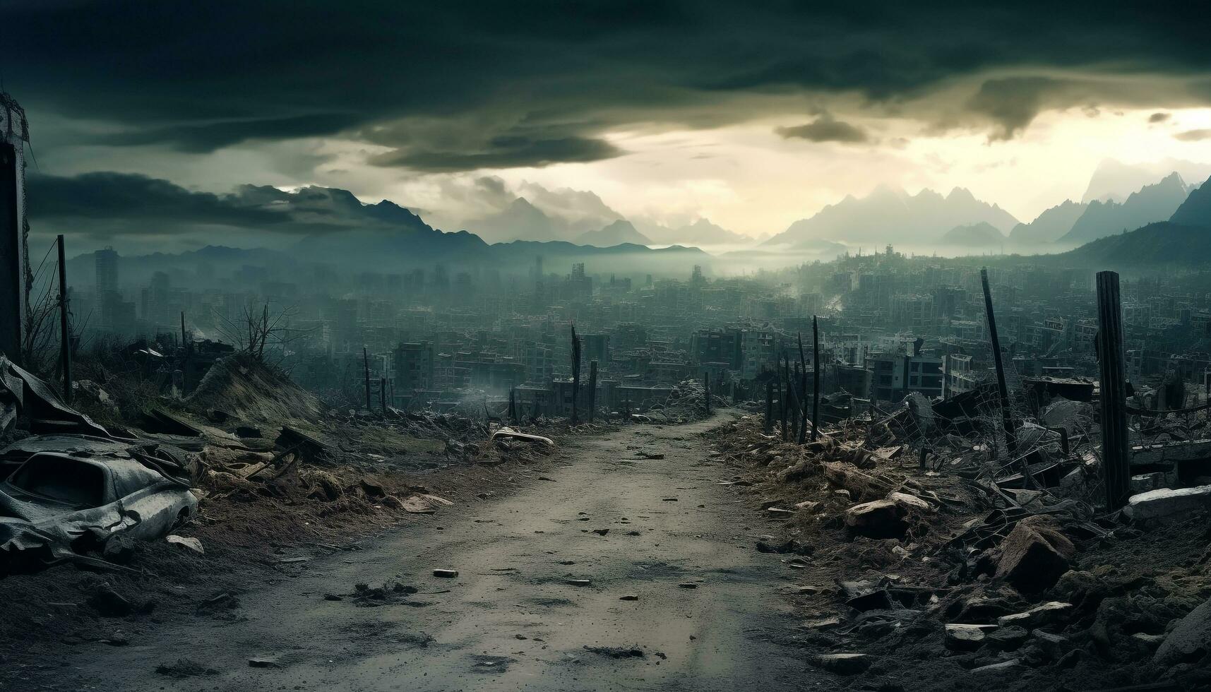 AI generated Dirty smoke pollutes landscape, ruins nature physical structure generated by AI photo
