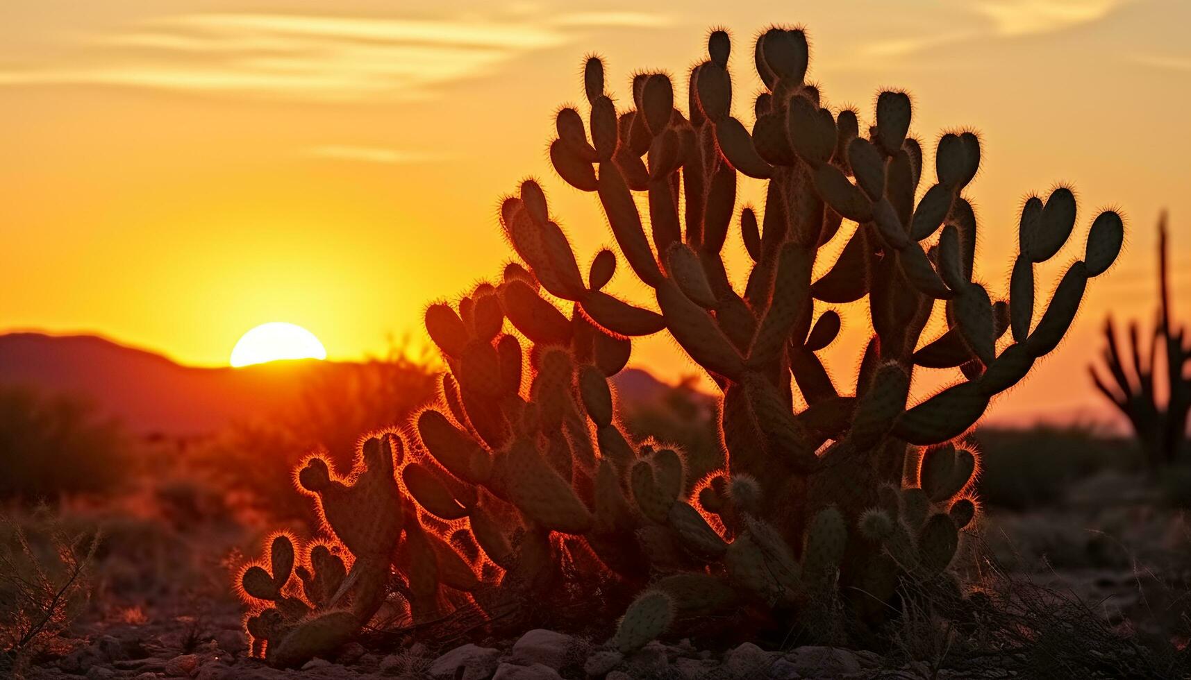 ai generado silueta de árbol en contra brillante naranja puesta de sol generado por ai foto