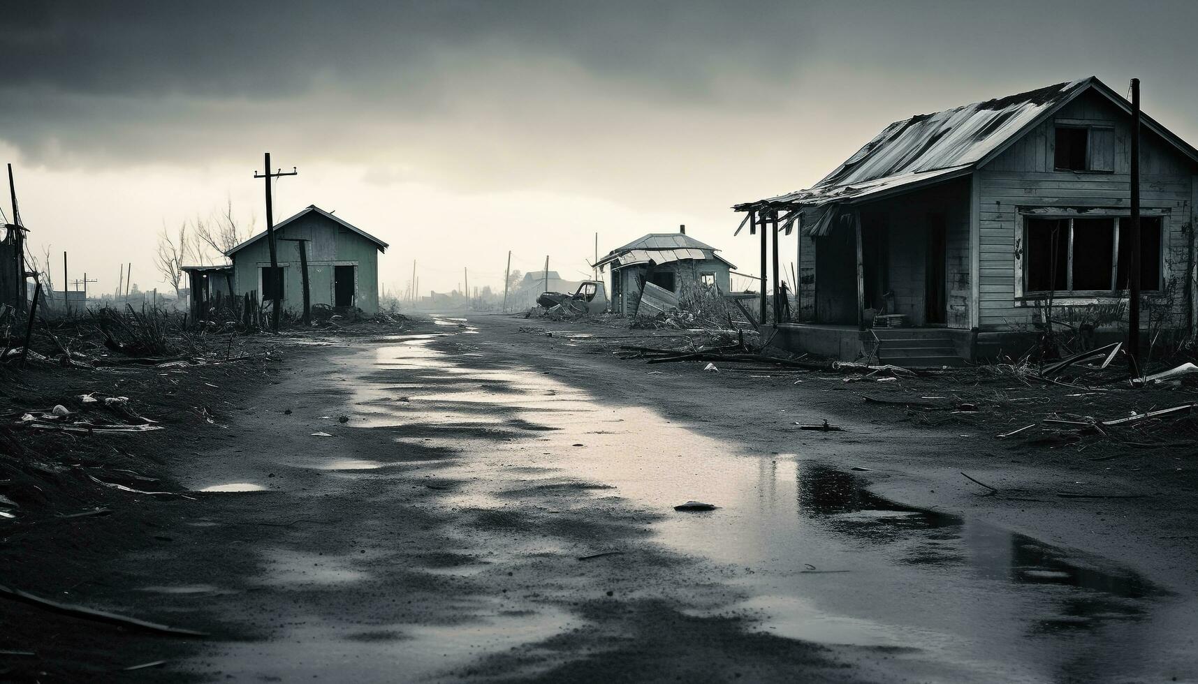 AI generated Abandoned old church, spooky and damaged, stands alone generated by AI photo