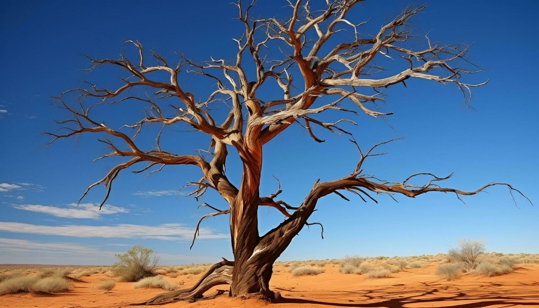 ai generado soledad en el árido africano paisaje, naturaleza muerte generado por ai foto