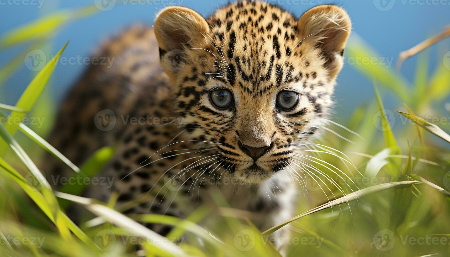 ai generado hermosa leopardo en el salvaje, mirando a cámara generado por ai foto