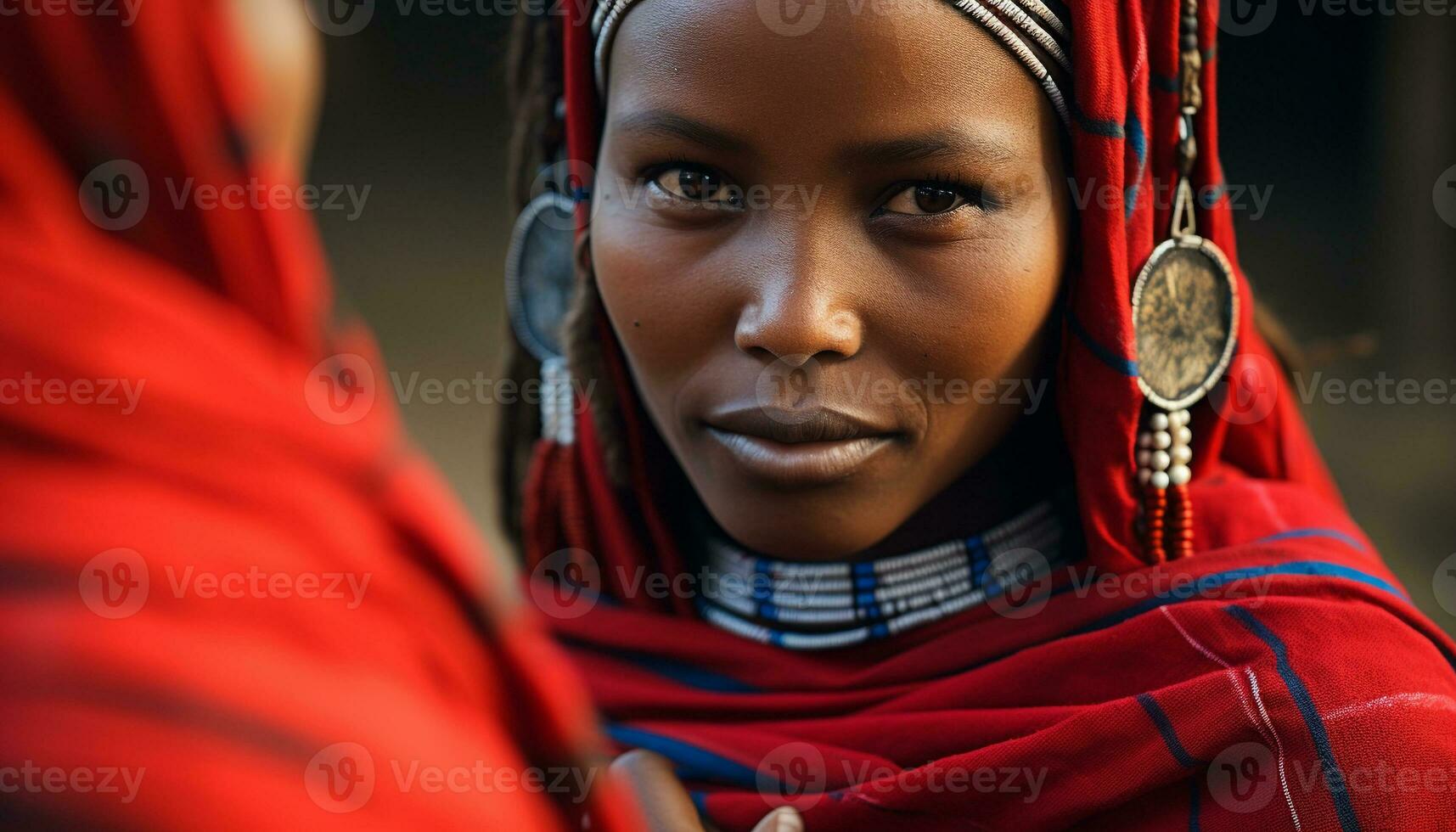 AI generated Young African woman smiling, looking at camera outdoors generated by AI photo