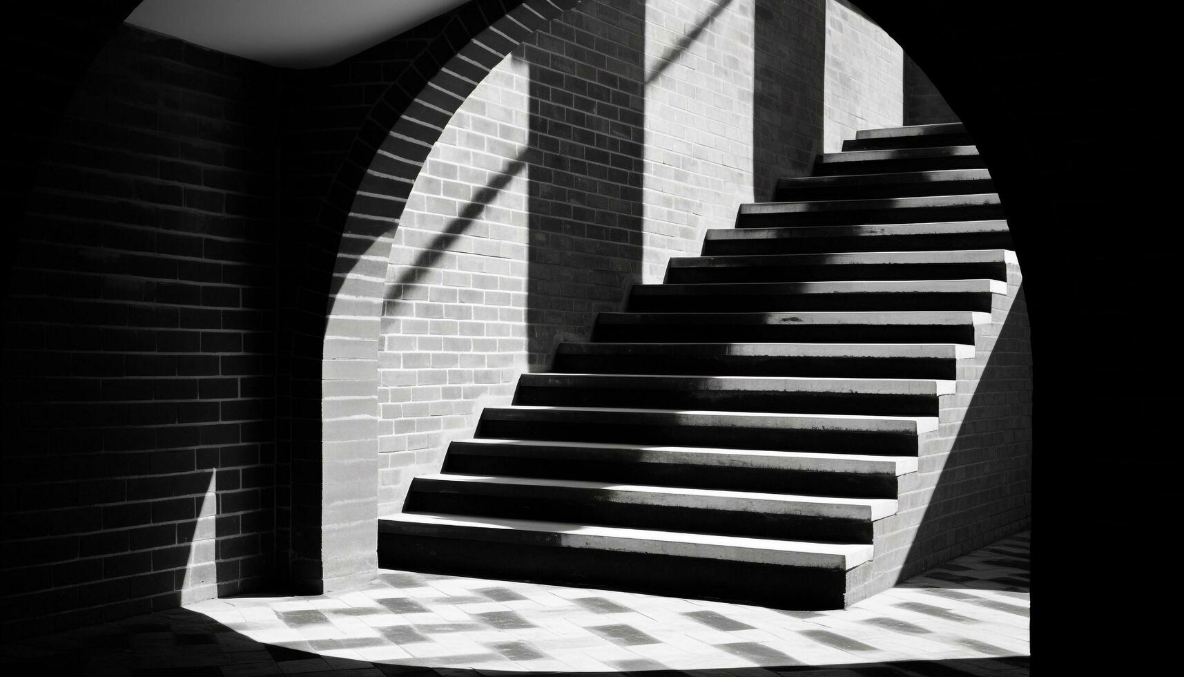 ai generado resumen moderno escalera diseño con negro y blanco modelo generado por ai foto