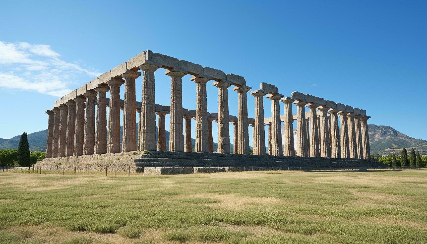 AI generated Ancient Greek ruins stand tall, showcasing history generated by AI photo