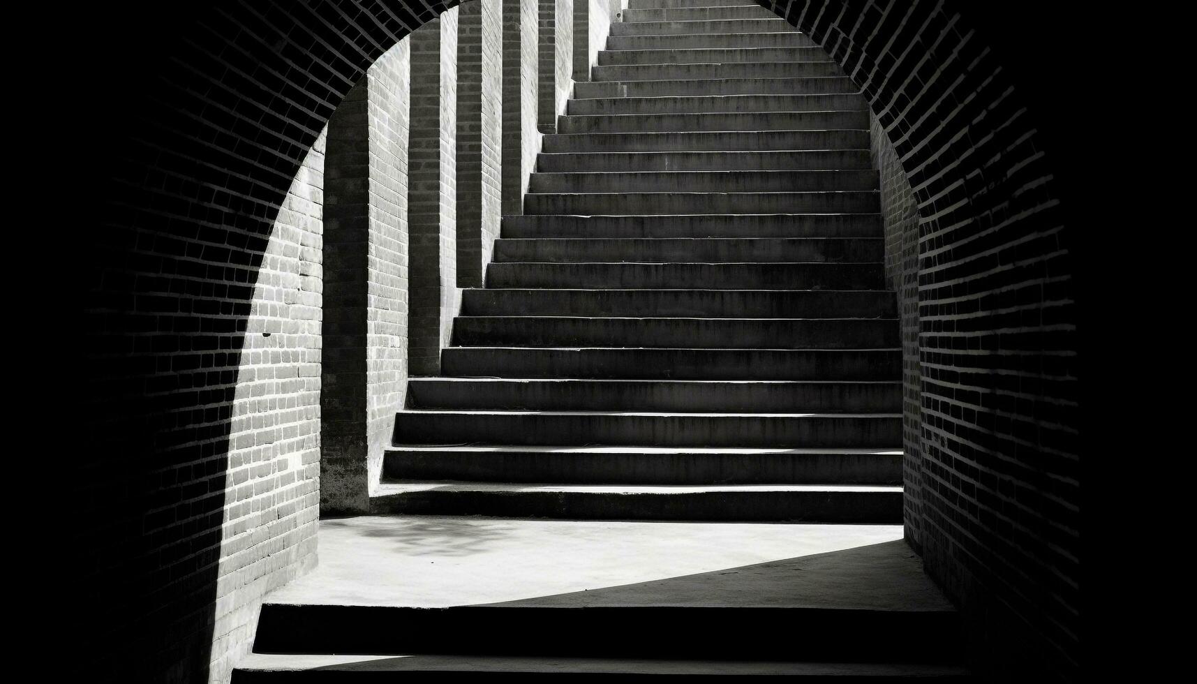 AI generated Abstract black and white staircase in modern architecture generated by AI photo