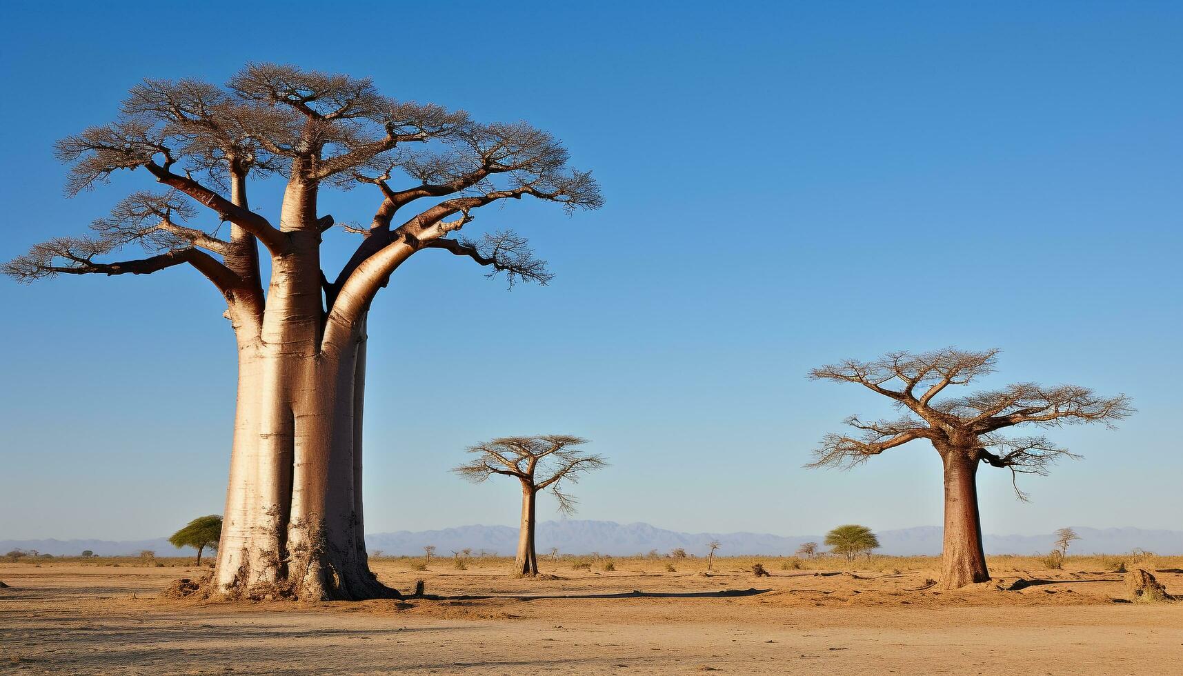 AI generated Loneliness in the arid African savannah, beauty in nature generated by AI photo