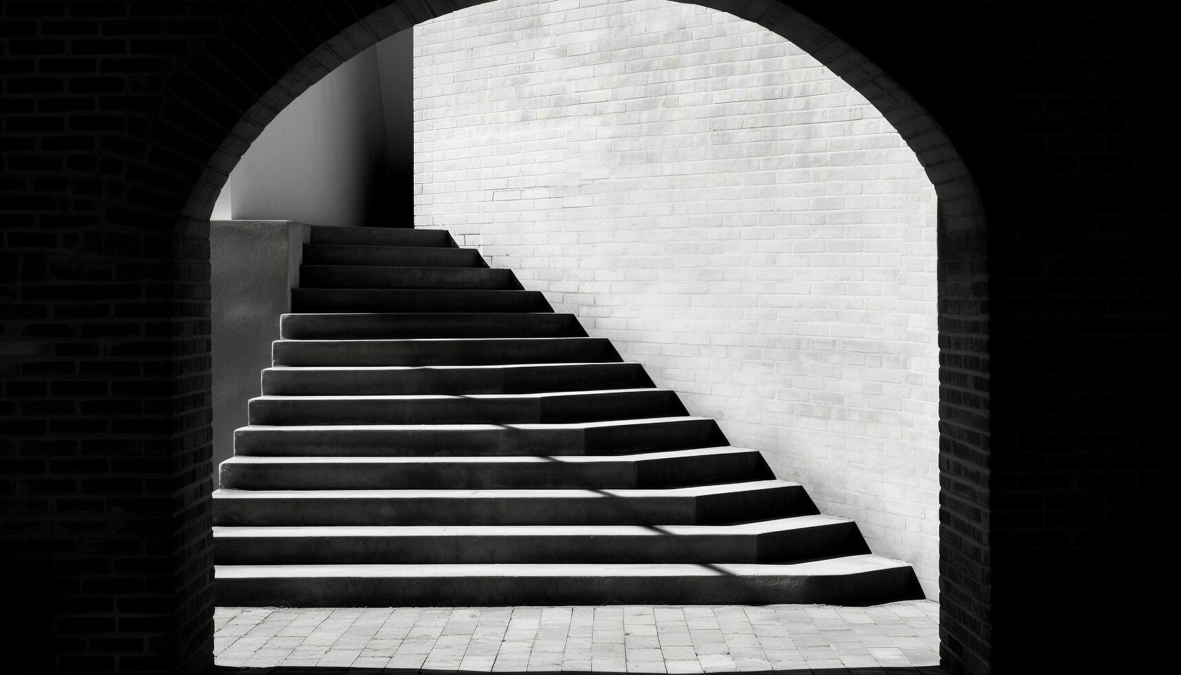 ai generado moderno escalera diseño en negro y blanco arquitectura generado por ai foto