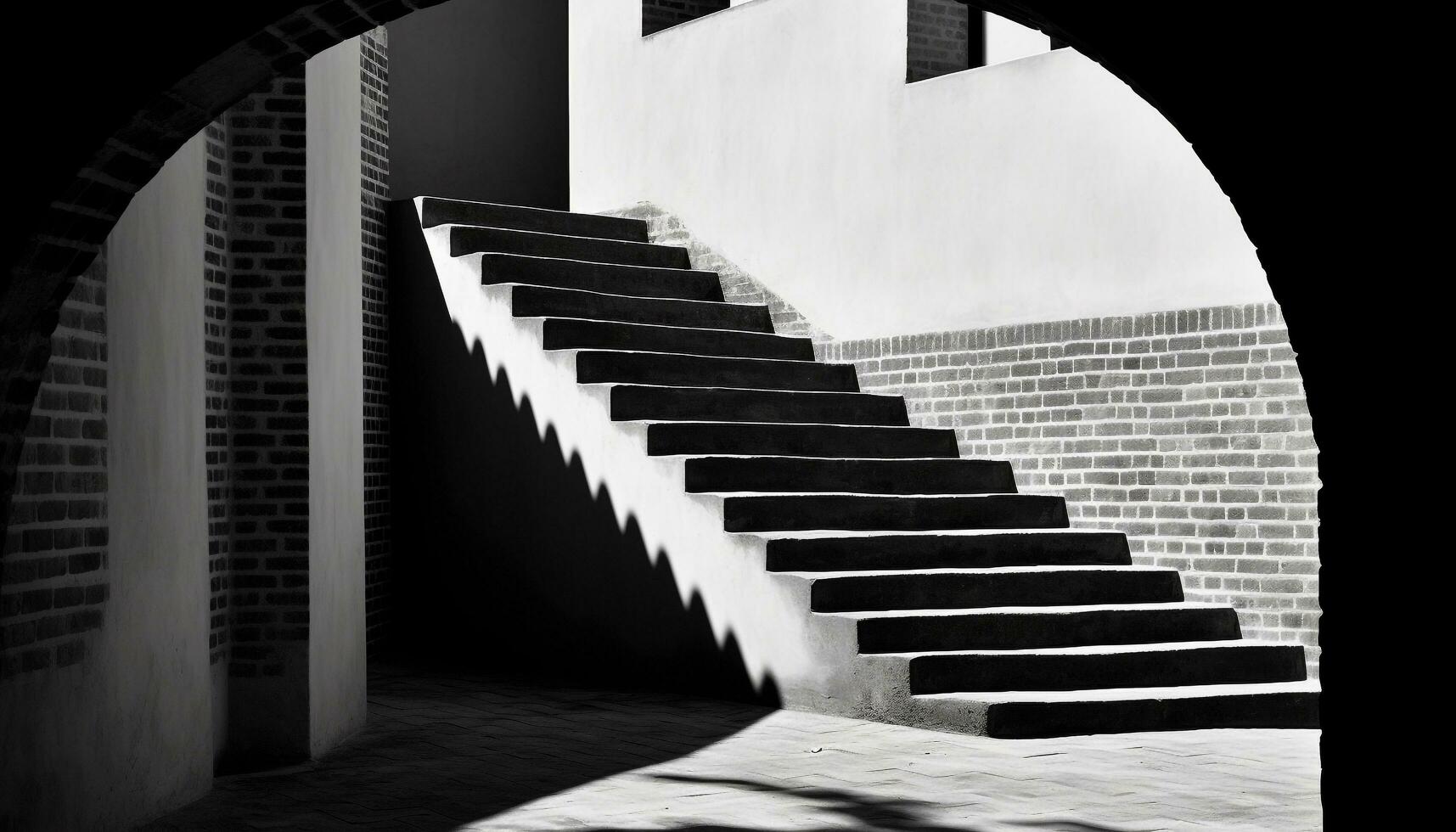 AI generated Abstract modern staircase design with black and white pattern generated by AI photo