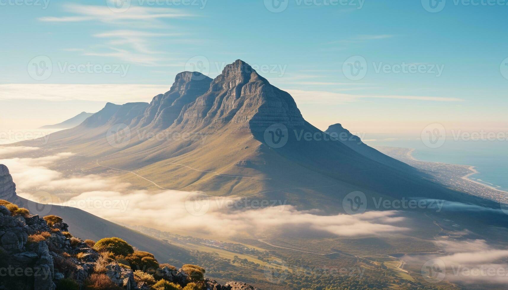 ai generado majestuoso montaña cima, atardecer, naturaleza belleza en África generado por ai foto
