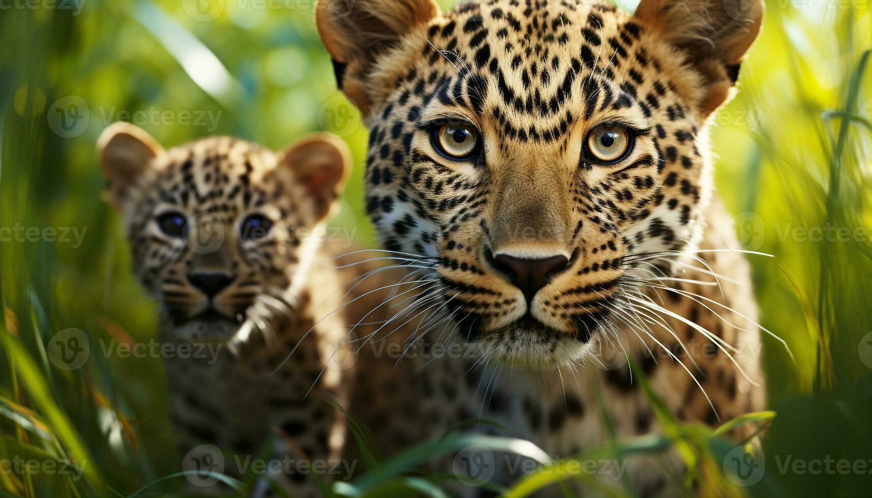 AI generated Tiger walking in the wild, staring with speed generated by AI photo