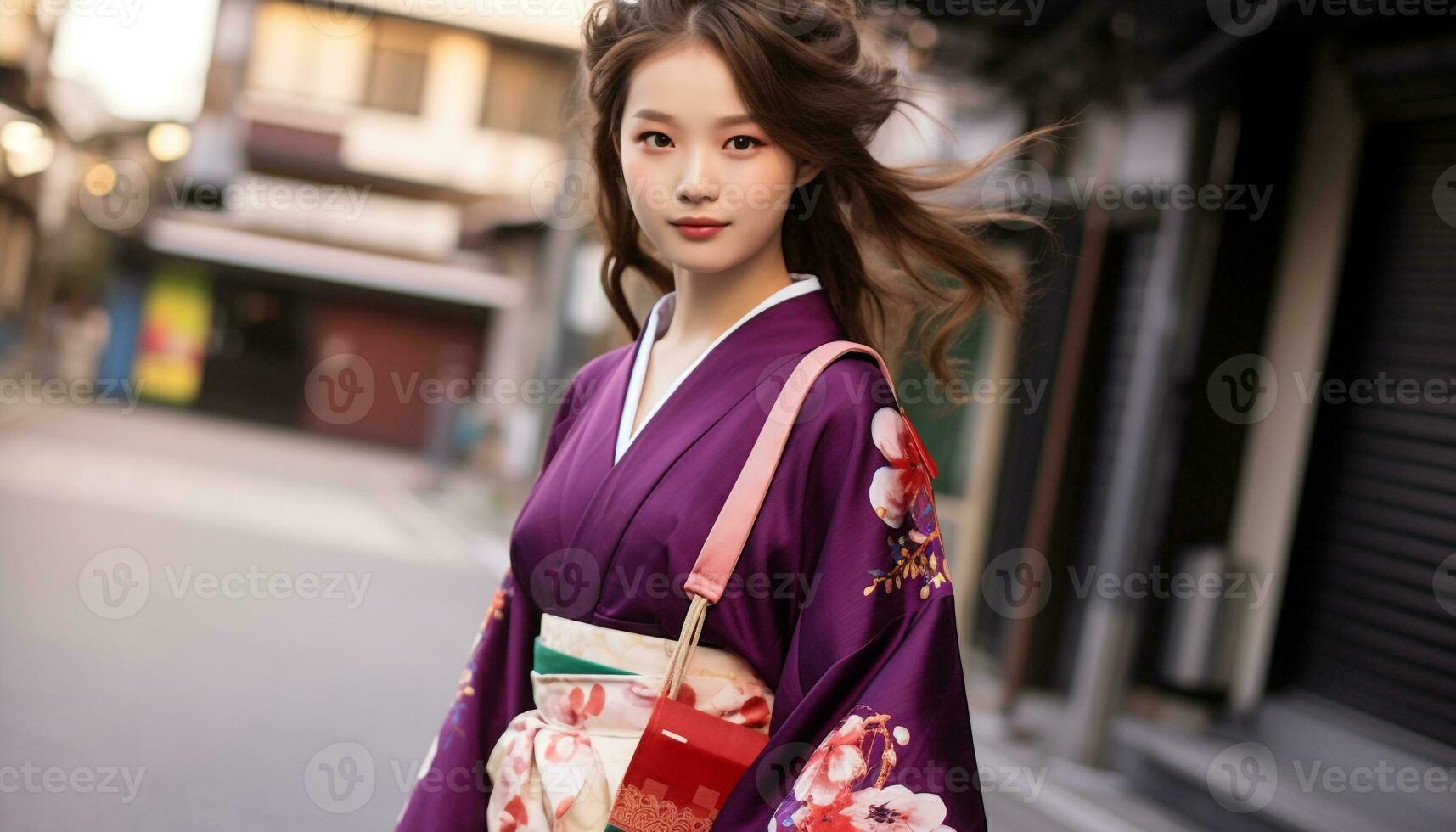 AI generated Beautiful young Japanese woman in traditional clothing generated by AI photo