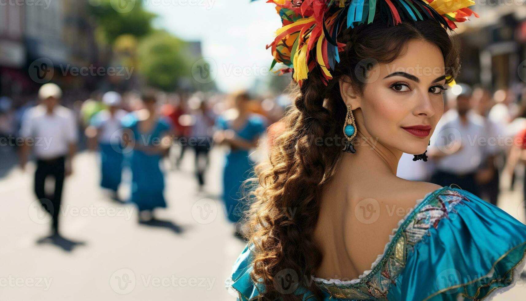 AI generated Smiling women in traditional clothing celebrate Brazilian culture generated by AI photo