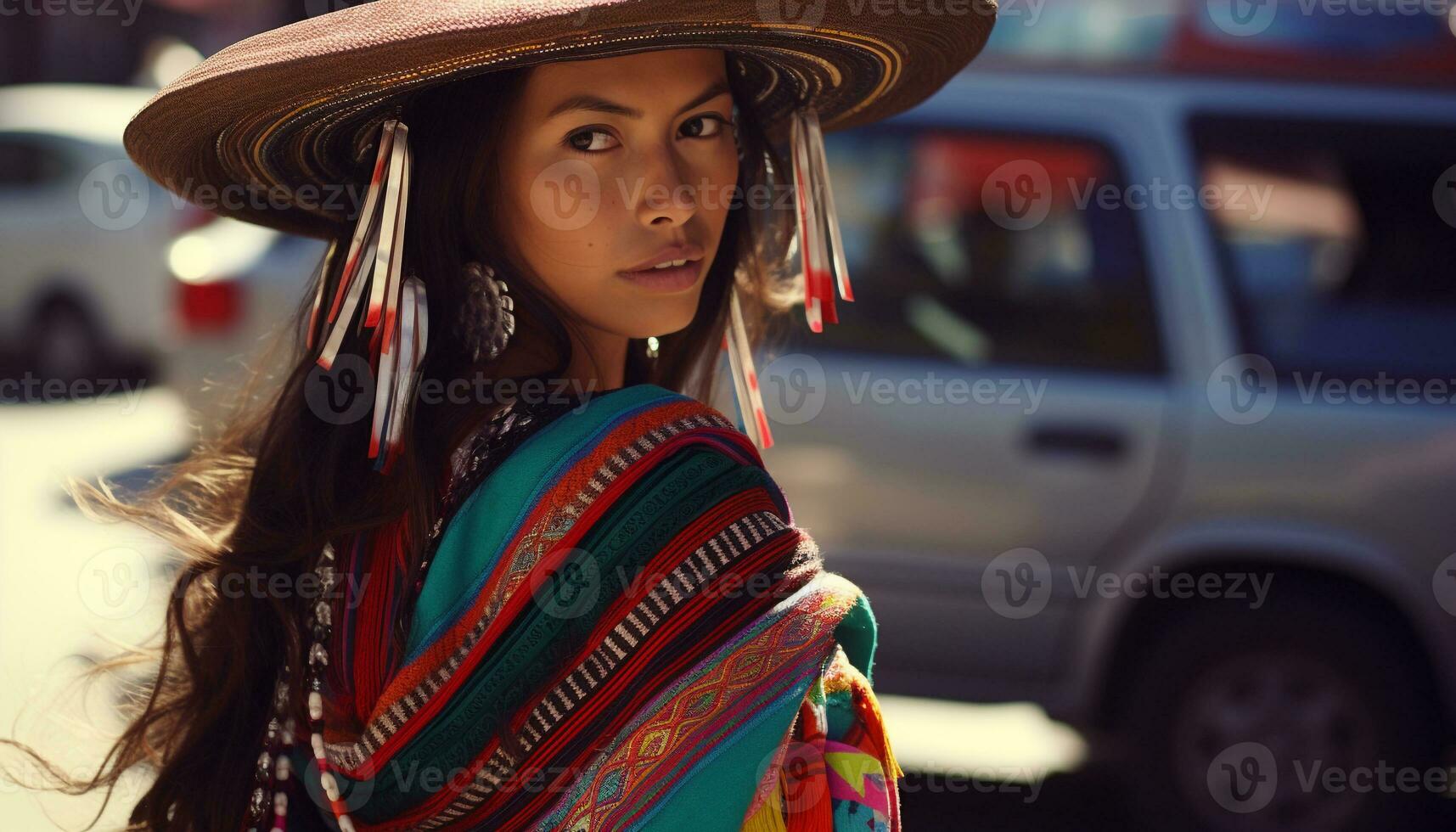 AI generated Smiling young woman in traditional clothing, looking at camera generated by AI photo