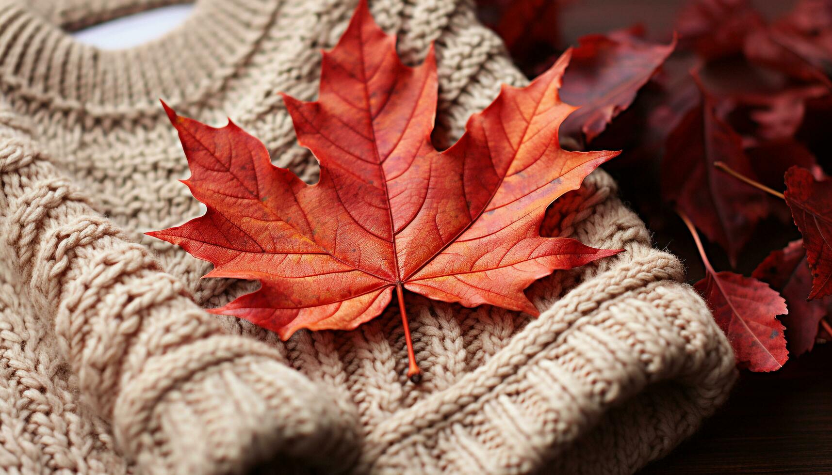 AI generated Vibrant autumn leaves create a comfortable, generative space generated by AI photo