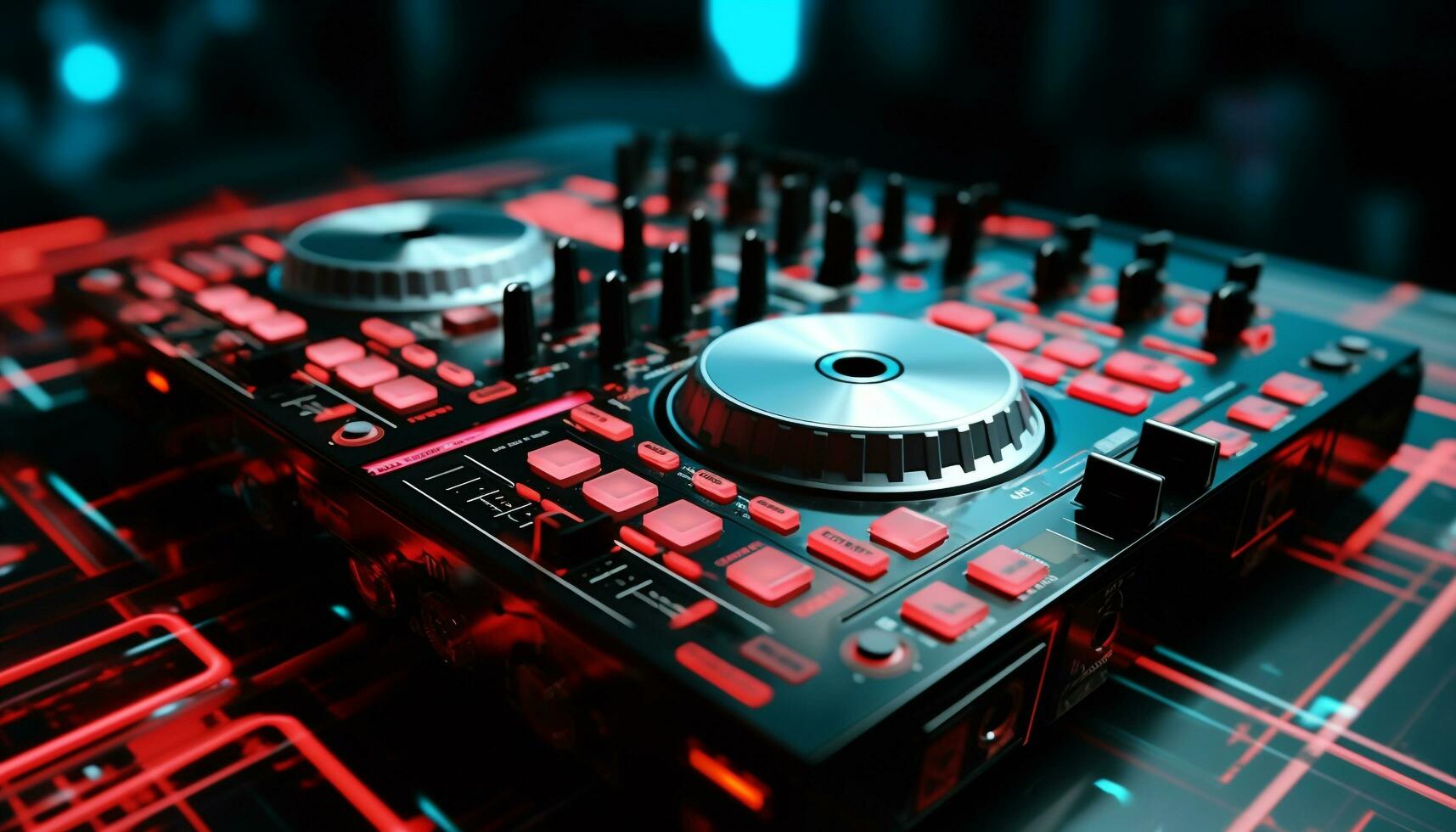 AI generated Nightclub mixing equipment turns night into a party generated by AI photo