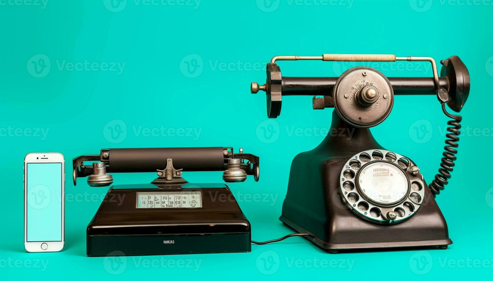 AI generated Antique rotary phone connects history with modern technology generated by AI photo