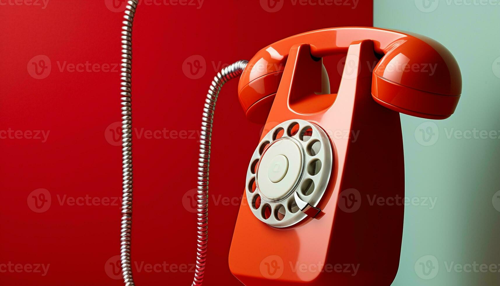 AI generated Old fashioned rotary phone hanging, symbol of nostalgia generated by AI photo