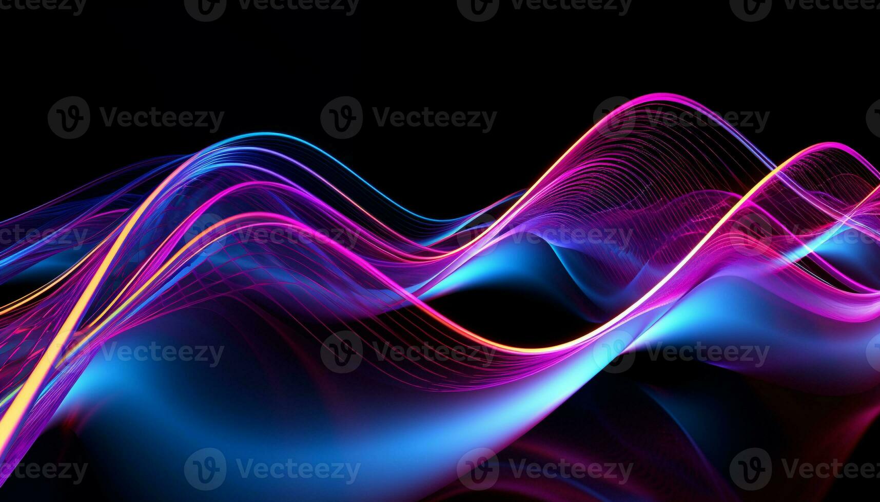 AI generated Abstract neon wave pattern creates vibrant futuristic backdrop generated by AI photo