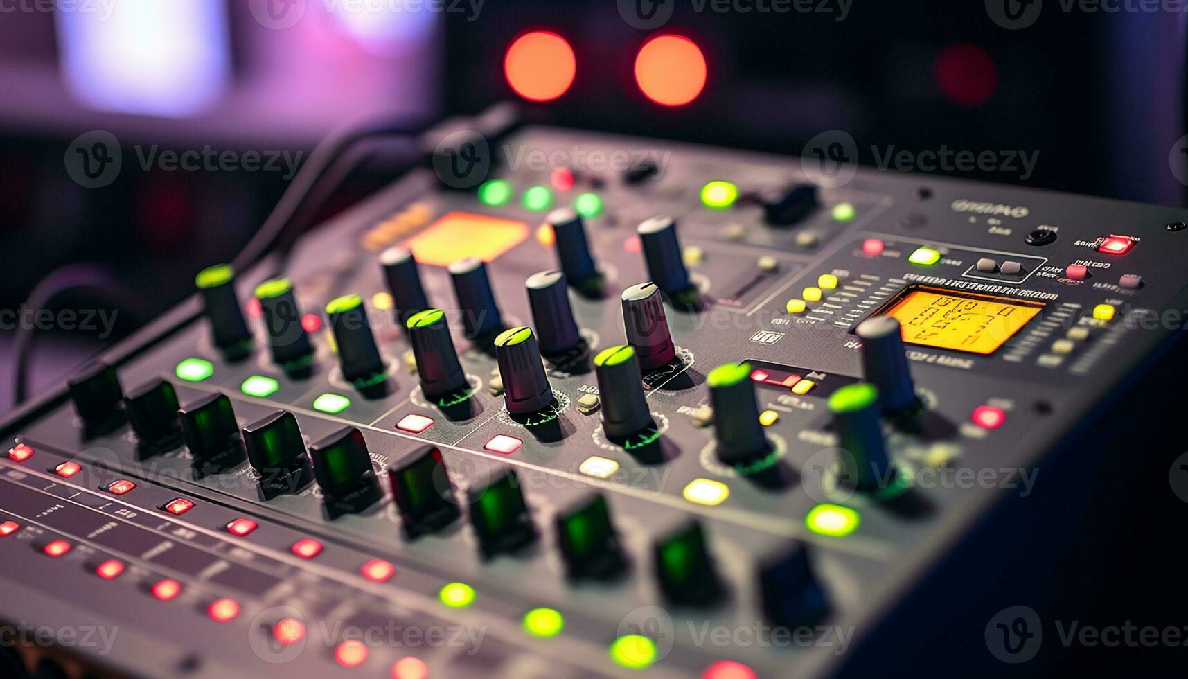 AI generated Sound engineer adjusting sound mixer in recording studio