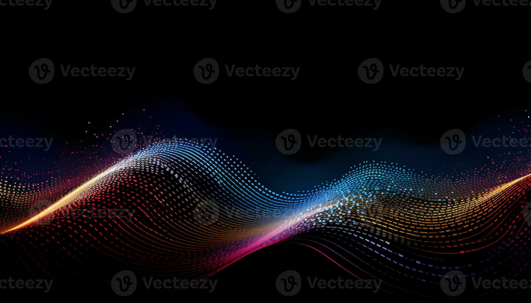 AI generated Glowing wave pattern in dark, futuristic backdrop generated by AI photo