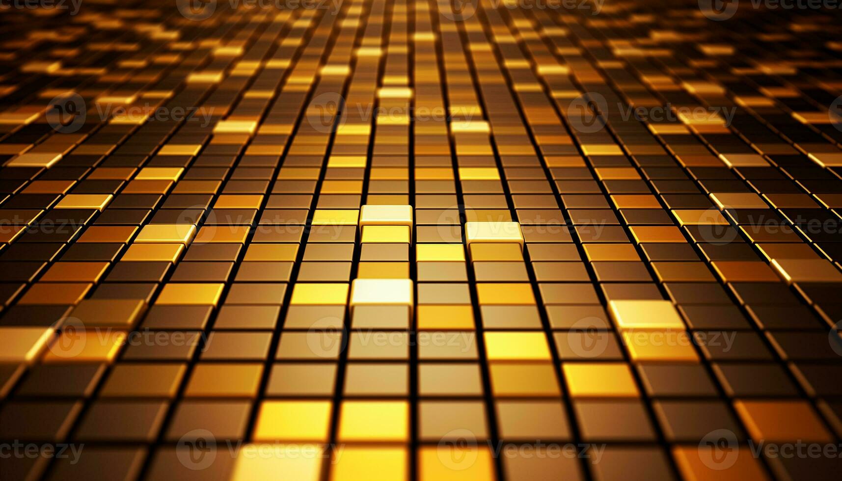 AI generated Shiny gold squares illuminate modern abstract architecture generated by AI photo