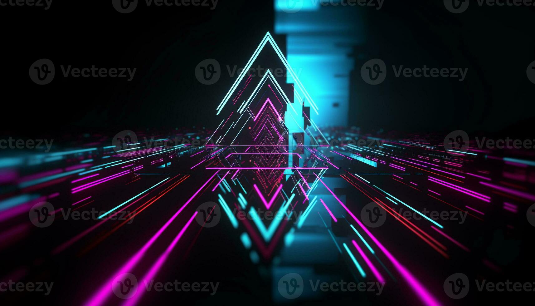 AI generated Futuristic technology glows in blue, science of the night generated by AI photo