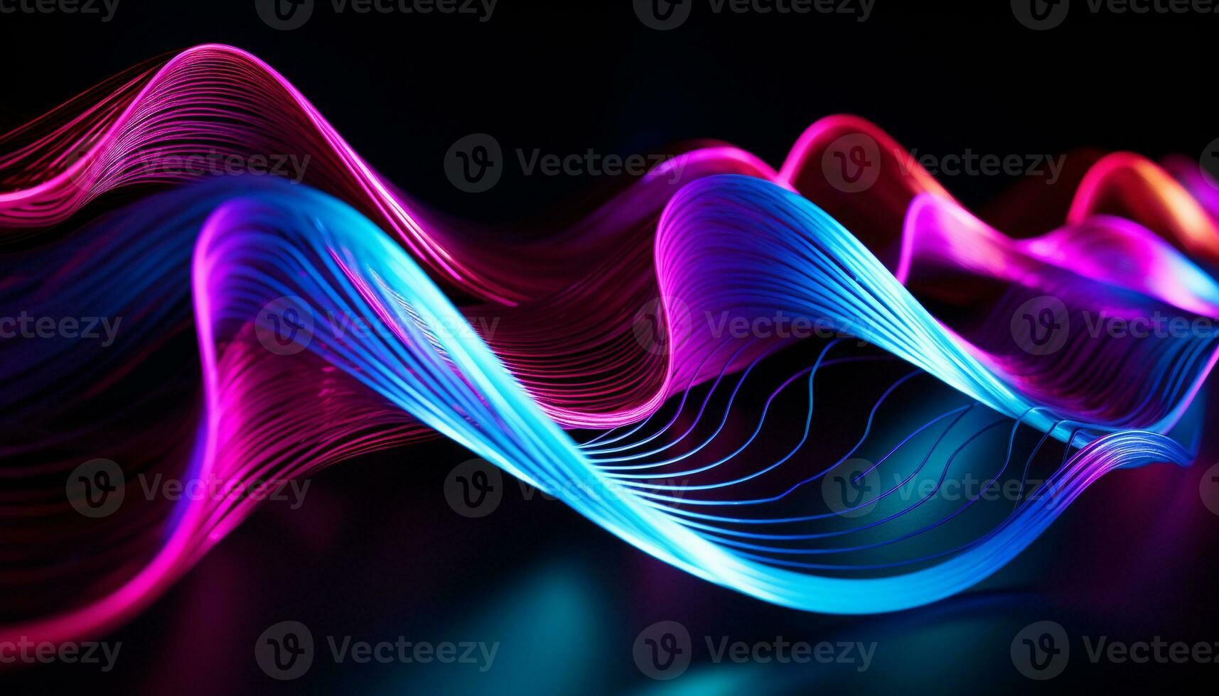 AI generated Abstract neon painting with flowing wave pattern generated by AI photo