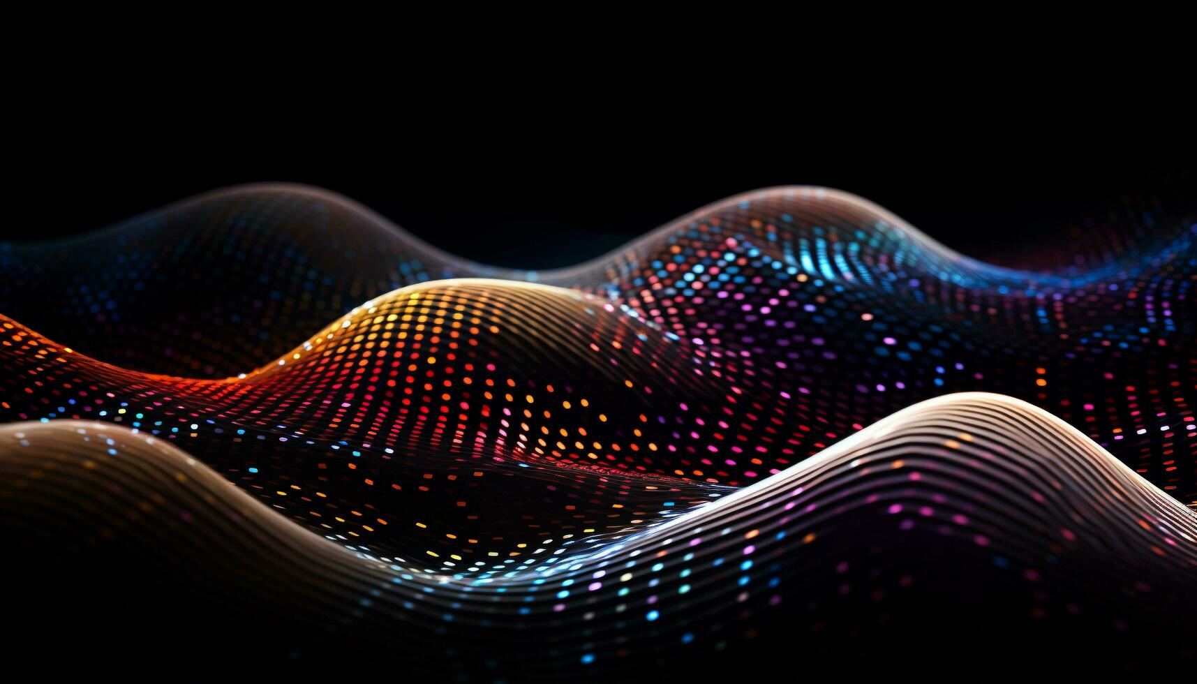 AI generated Futuristic wave pattern in dark blue backdrop generated by AI photo