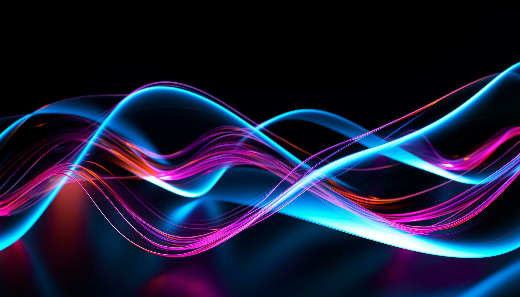 AI generated Neon lights painting a vibrant, flowing wave pattern generated by AI photo