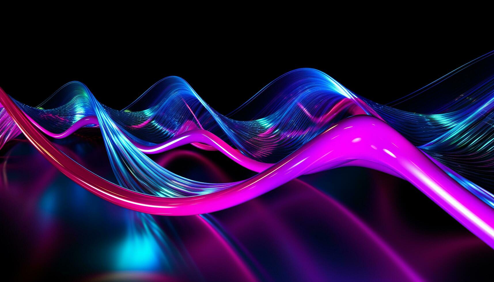 AI generated Abstract wave pattern in bright blue backdrop generated by AI photo