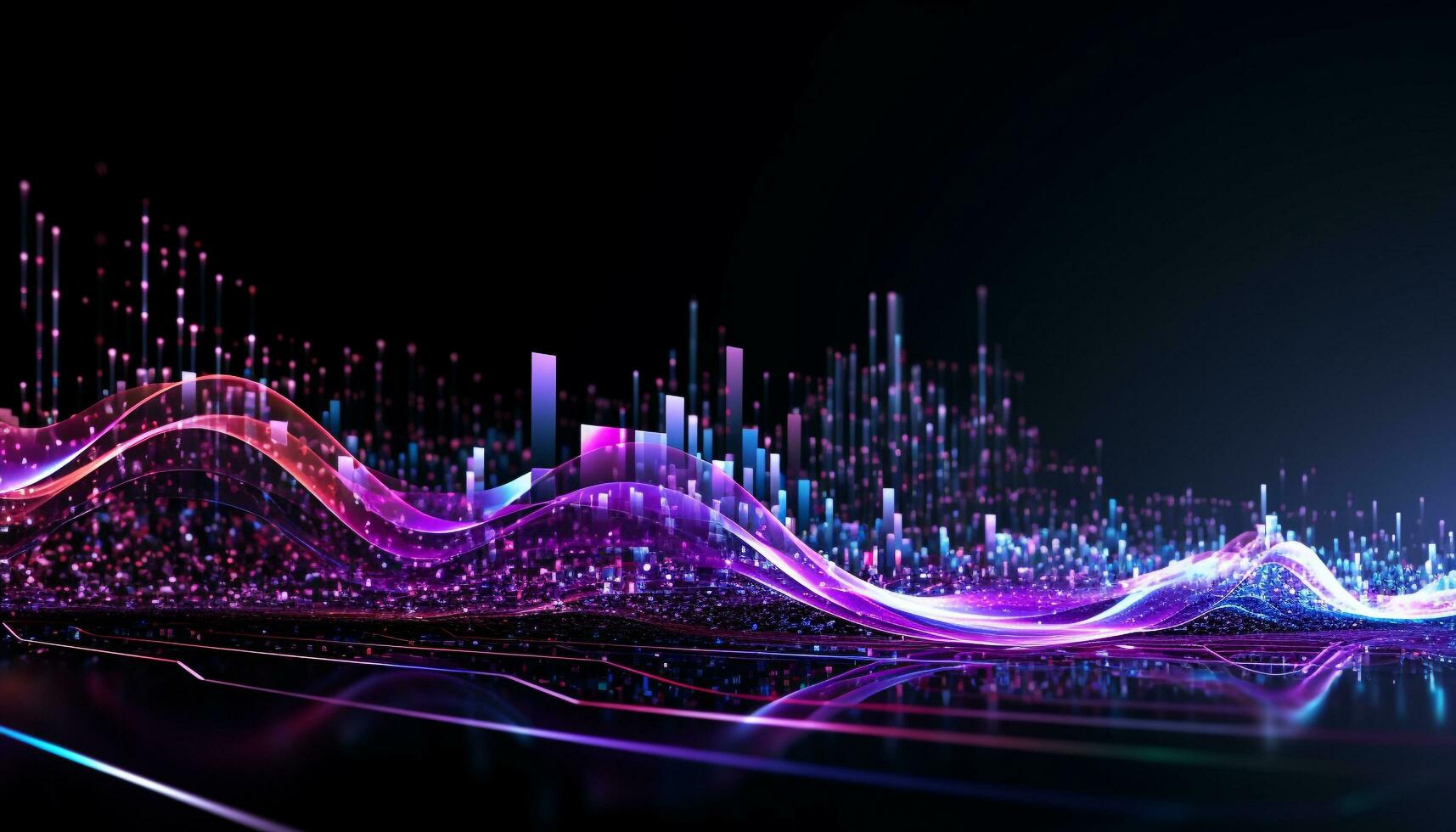 AI generated Glowing blue wave pattern on dark background generated by AI photo