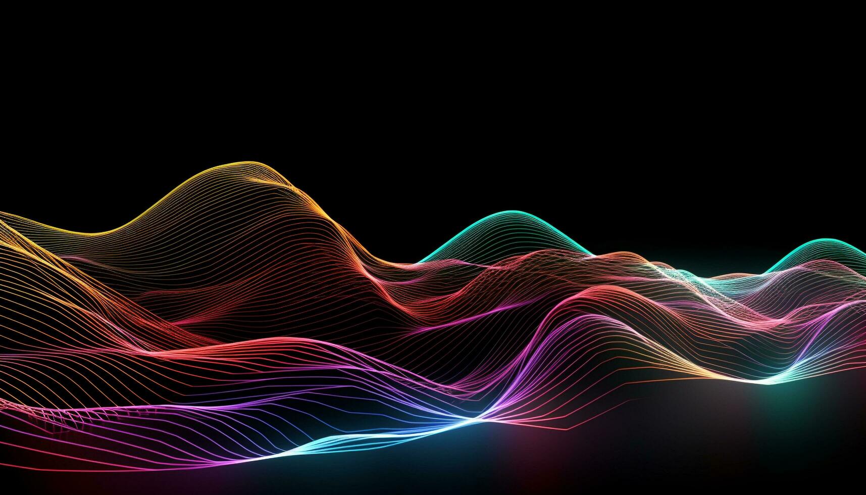 AI generated Bright neon waves flowing in a futuristic backdrop generated by AI photo