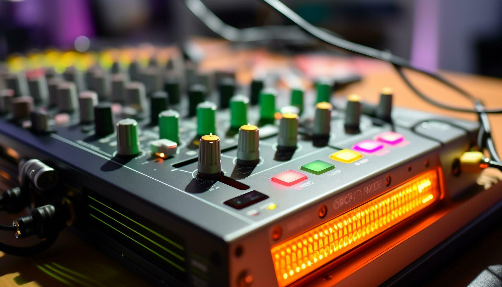 AI generated Sound mixer knob sliding in a nightclub performance generated by AI photo