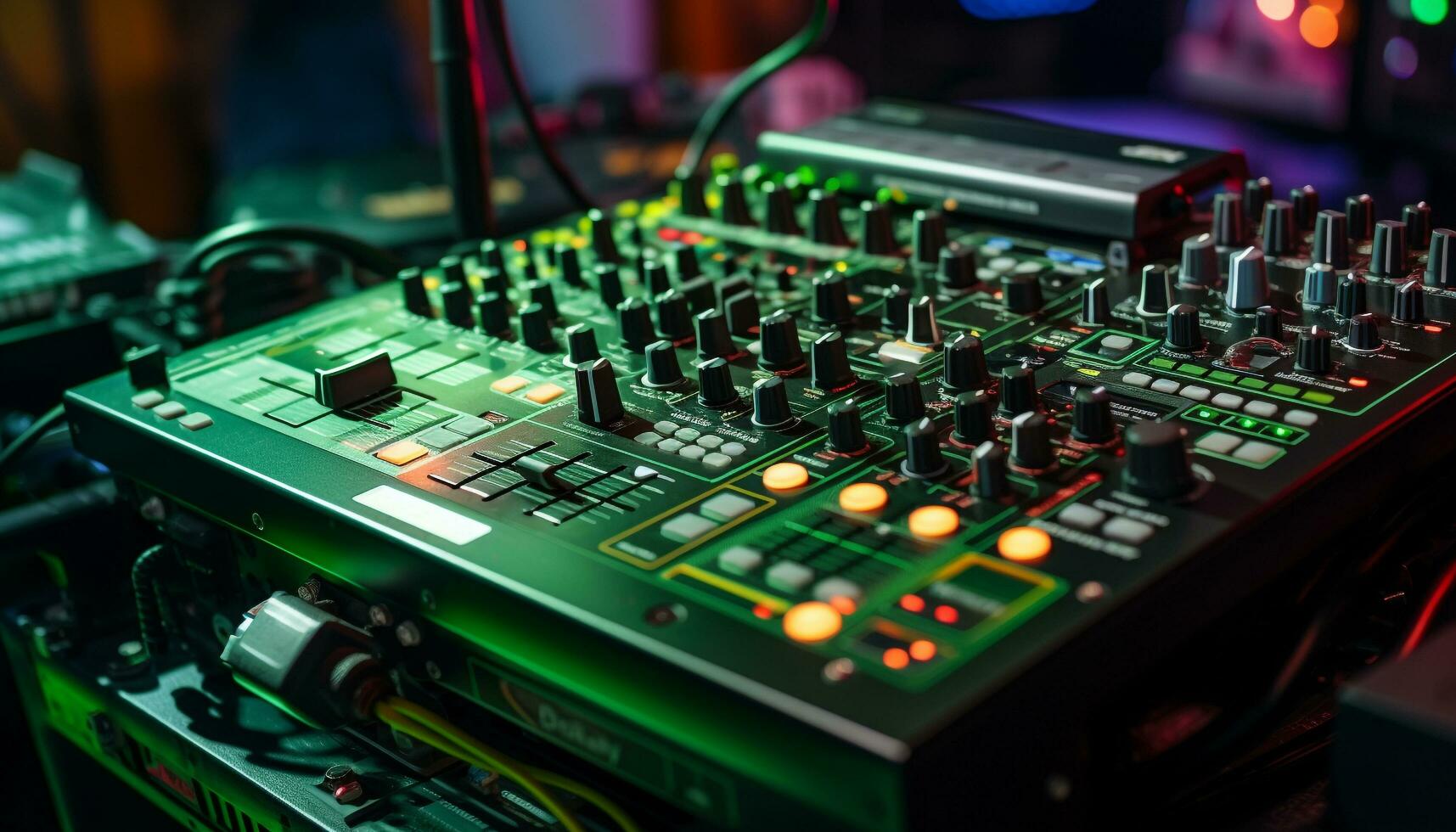 AI generated Mixing technology illuminates the nightclub stage with sound generated by AI photo