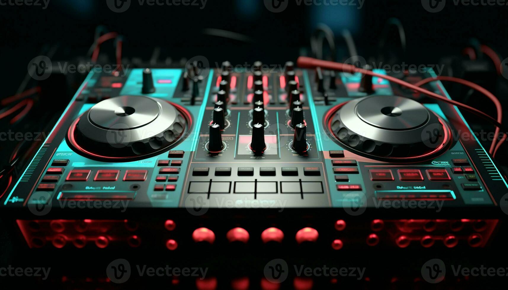 AI generated Nightclub mixing, nightlife party, sound mixer control knob generated by AI photo