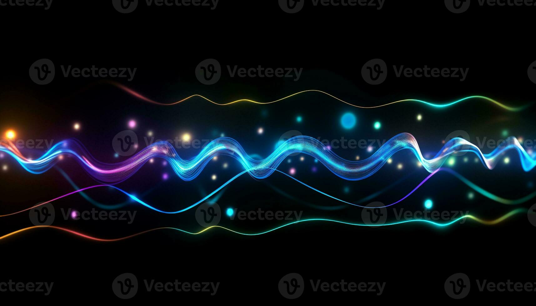 AI generated Abstract wave pattern glowing in bright blue backdrop generated by AI photo