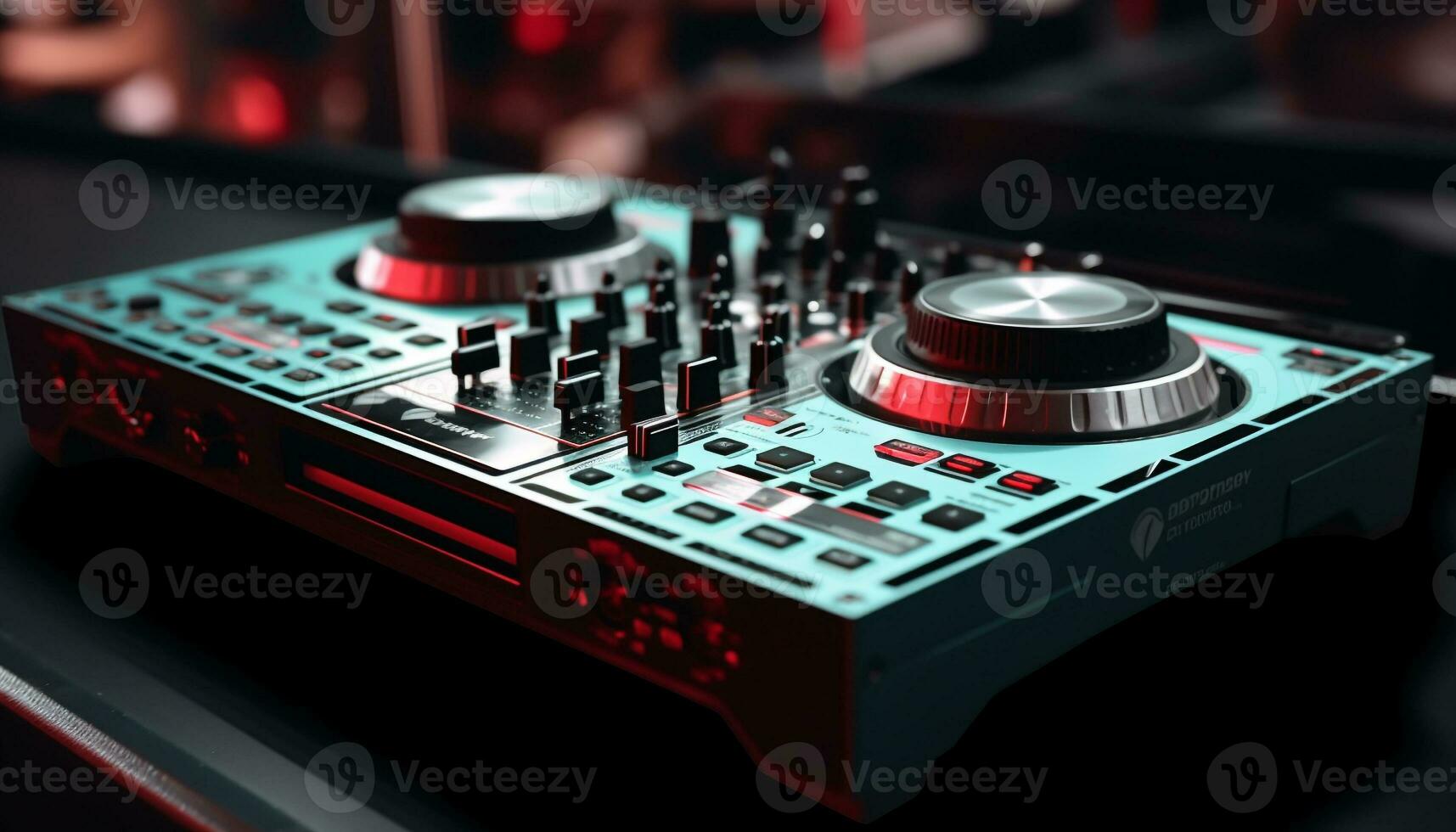 AI generated Nightclub turntable mixing equipment creates electrifying nightlife atmosphere generated by AI photo