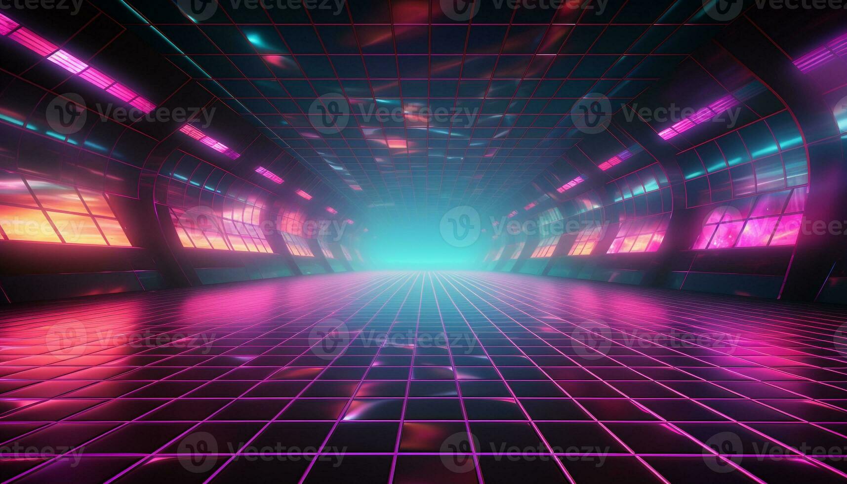 AI generated Futuristic architecture design, modern corridor with abstract shapes generated by AI photo